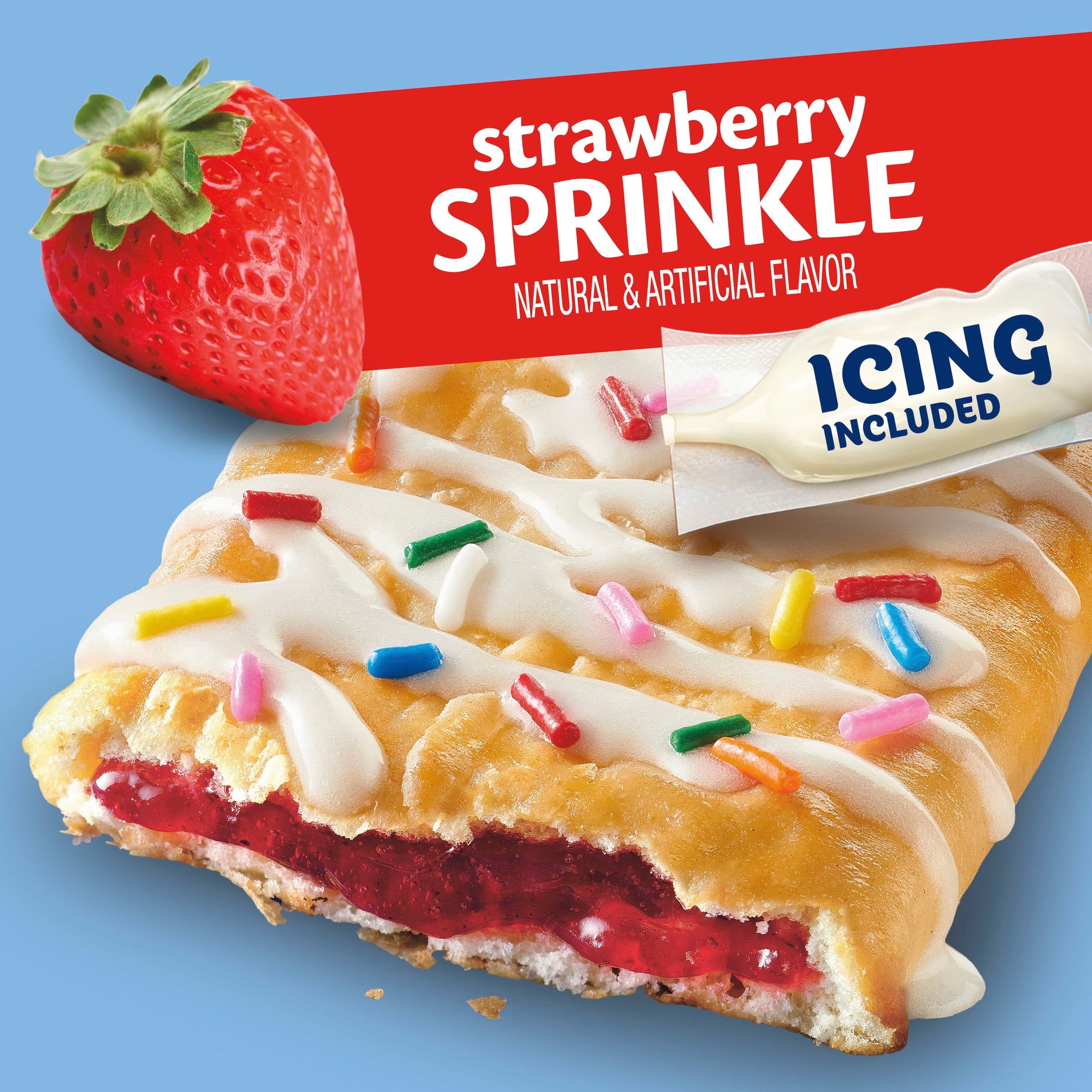 Pillsbury Toaster Strudel Strawberry Sprinkle Frozen Pastries with Icing, 6 Ct, 12.7 oz