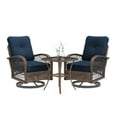 thumbnail image 4 of MELLCOM 3 Pieces Patio Furniture Set, Outdoor Swivel Rocker Patio Chairs, Wicker Patio Bistro Set with Rocking Chair, Thickened Cushions and Glass Coffee Table for Backyard, Garden, Navy Blue, 4 of 9