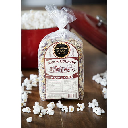 Amish Country Popcorn - Rainbow Unique Blend (2 Pound Bag) - Old Fashioned, Non GMO, GF, Microwaveable, Stovetop and Air Popper (Best Popcorn Kernel Brand)