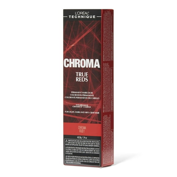 L'Or al Technique Chroma True Reds Permanent Hair Color | Red Hair Dye | Long-Lasting Hair Color | For Light Dark and Gray Hair | Ruby