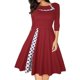 thumbnail image 1 of Gibobby Vestidos de sueter Vestido de mujer de otoño/invierno con parche de lunares, cuello de estilo retro, manga media, cuello redondo(Rojo,M), 1 of 4