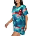 thumbnail image 2 of Lsque Aurora Borealis Village Women's Short-Sleeved Pajama Set - 2 Piece Soft and Lightweight Sleepwear Set-XX-Large, 2 of 9