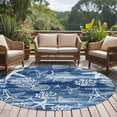 thumbnail image 4 of Navy Blue Coastal Round Area Rug 8Ft Washable Large Circle Rugs for Living Room Dorm, Summer Beach Nautical Starfish Coral Vintage Non-Slip Carpet Floor Mats Indoor Outdoor Carpet Runner Home Decor, 4 of 8
