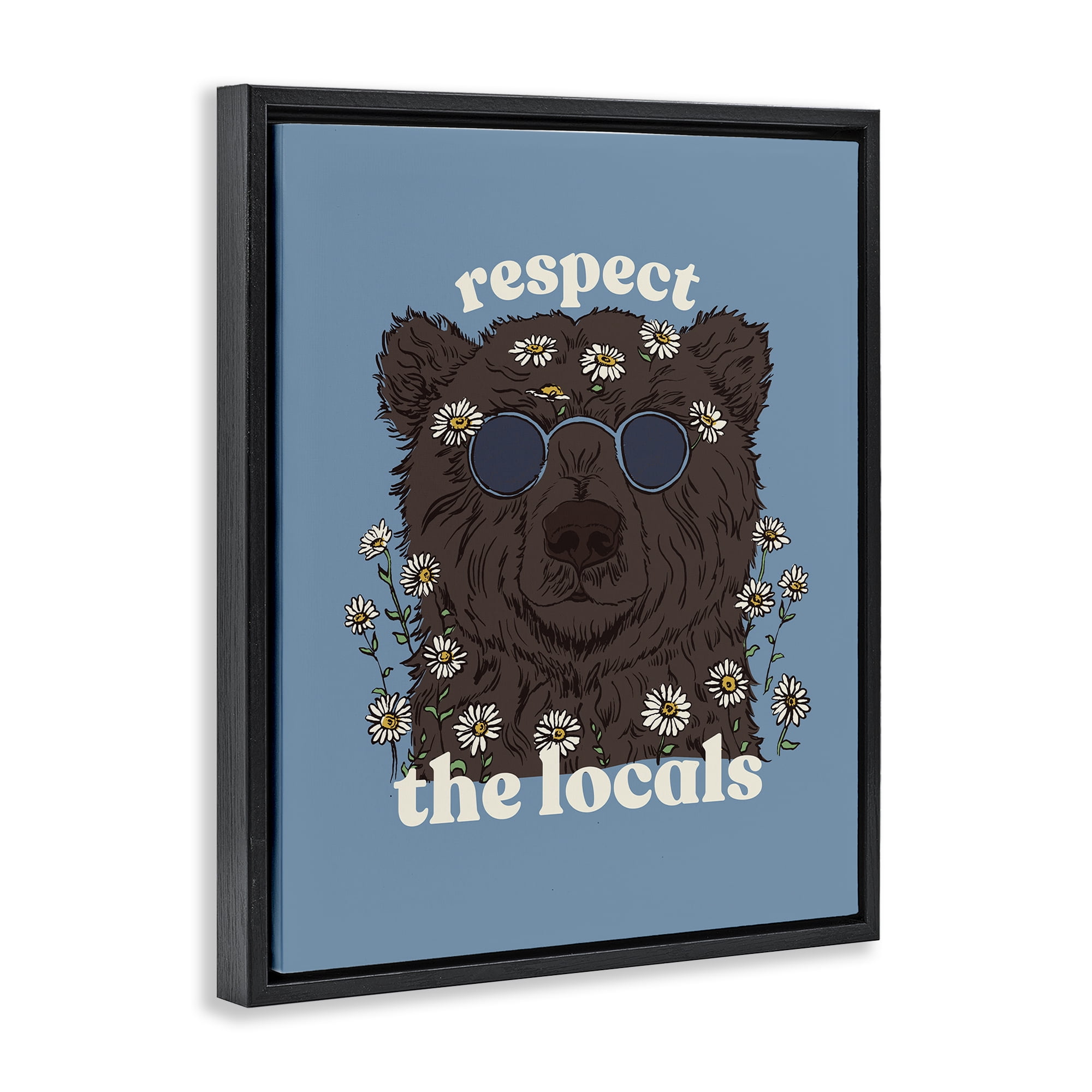 Stupell Industries Respect The Locals Bear Black Framed Floater Canvas Wall Art, design by Two If By Sea Studios