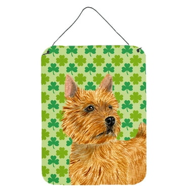 Norwich Terrier St. Patricks Day Shamrock Portrait Wall or Door Hanging Prints