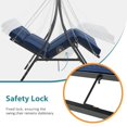 thumbnail image 5 of MCombo 3-Seat Heavy Duty Reclining Porch Swing Chair with Legrest, 680 lb Capacity, Cushions and Pillows, Dark Blue, 5 of 10
