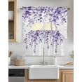 thumbnail image 2 of Purple Eucalyptus Leaves Swag Valance and Tier Curtains 36'' Length Set, Watercolor Spring Botanical Light Filtering Kitchen Curtains, Tier Curtain Valances for Bathroom/Living Room/Bedroom/Café, 2 of 6