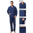 thumbnail image 2 of GLOBAL Men's 100% Cotton Long Sleeve Pajama Set, Breathable Lightweight Button Down Nightwear with Pants, S-3XL, 2 of 7