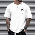 thumbnail image 2 of Mens White T Shirts Slim Fit Quarter Sleeve Big and Tall Summer Beach Tops Fashion Printing Crew Neck Summer Outdoor Basic Activewear, 2 of 5