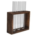 thumbnail image 3 of Florero con soporte de madera, florero de tubo de vidrio de mesa, florero hidropónico de alta intensidad con salida, 3 of 8
