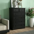 thumbnail image 2 of LGHM 6 Drawer Dresser, Tall Wood Chest of Drawers Dressers for Bedroom, Living Room, Black, 2 of 7
