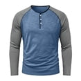 thumbnail image 4 of UVEASISHA Slim Fit Henley Shirts for Men Raglan Long Sleeve Baseball T Shirt 3 Button Up Collarless T-Shirts Soft Comfy Casual Tees Blue XL, 4 of 5
