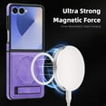 thumbnail image 2 of ELEHOLD Case for Samsung Galaxy Z Flip 7, Shockproof Magnetic Leather Phone Case with Stand, Compatibility with Mag Safe Accessories,Purple, 2 of 6