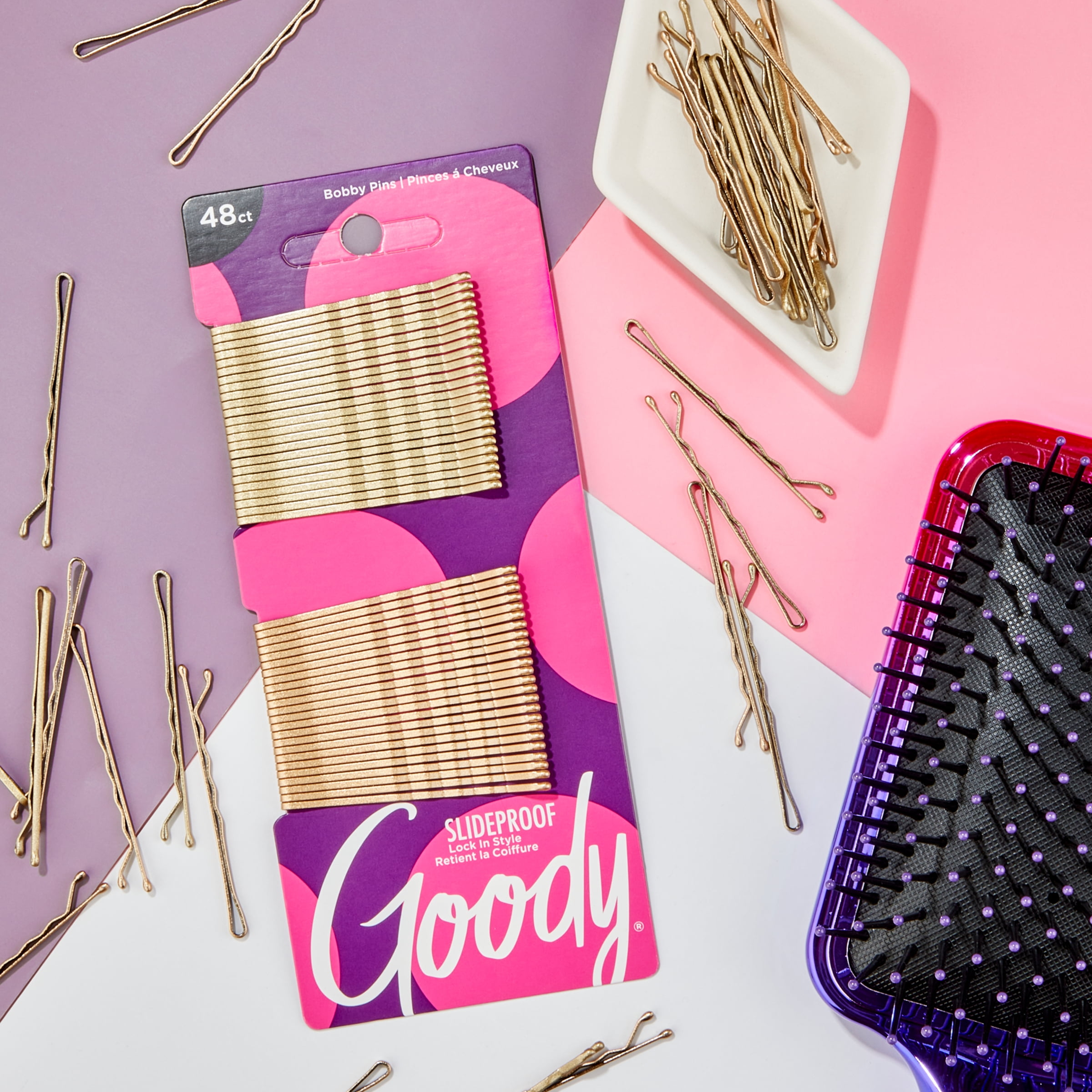 (3 pack) Goody Blonde Bobby Pins, Slide Proof Grip Comfort Tip, Pain Free Wear, Blonde, 48Ct