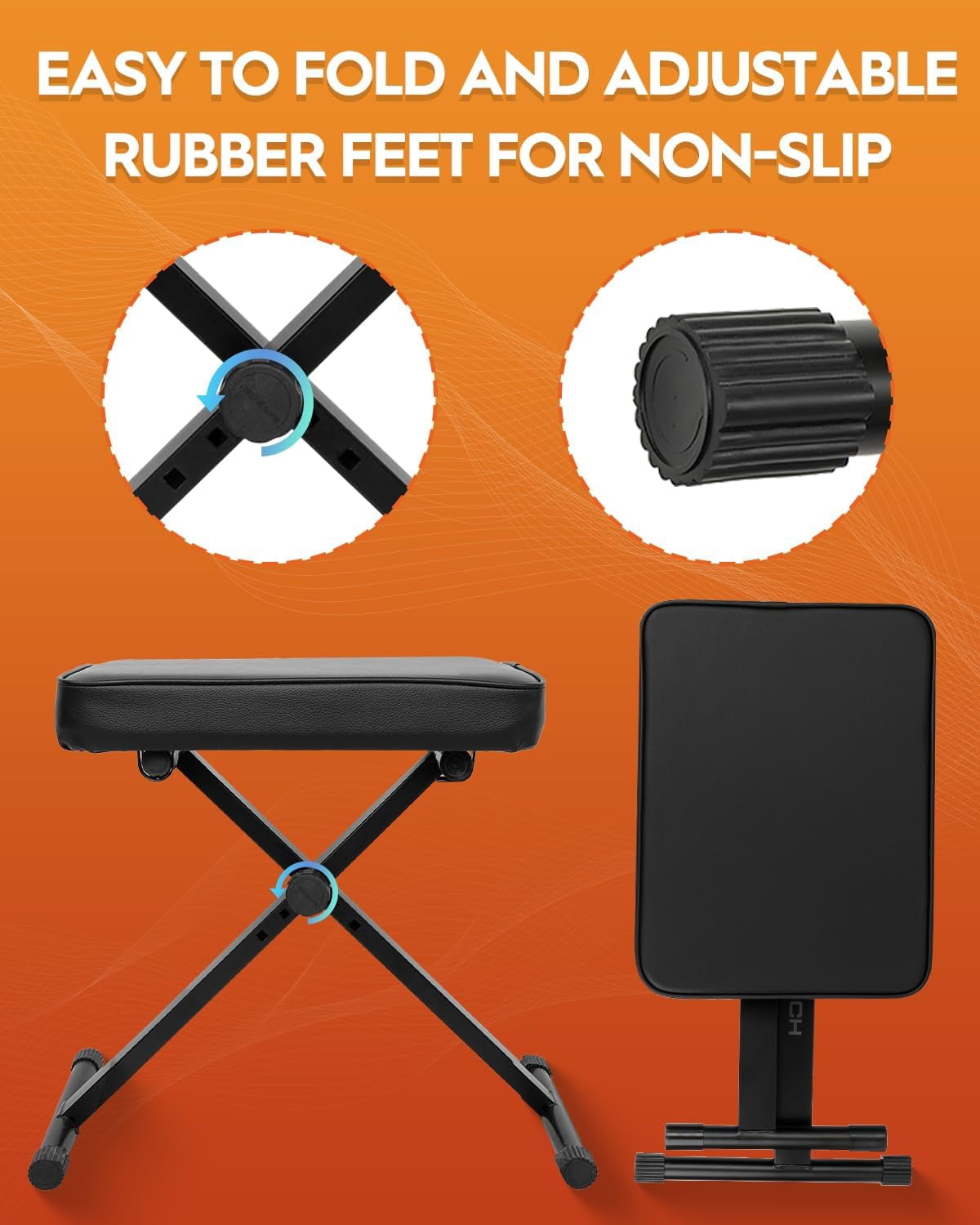 Piano Keyboard Stand & Bench Set, Z-Style Portable Heavy Duty Digital Piano Stand for 54-88 Key Electric Pianos & X-Style Adjustable Piano Bench, Chair, Black, SKT-02S & SPB-M10