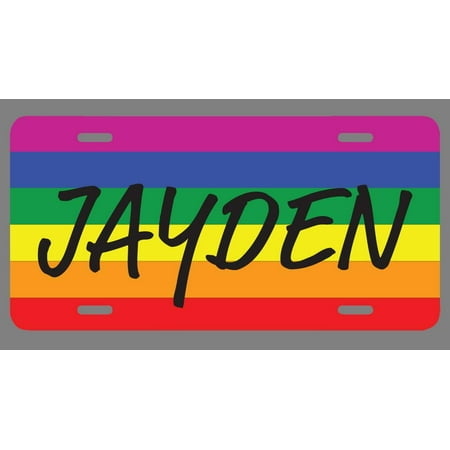 Jayden Name Pride Flag Style License Plate Tag Vanity Novelty Metal | UV Printed Metal | 6-Inches By 12-Inches | Car Truck RV Trailer Wall Shop Man Cave |