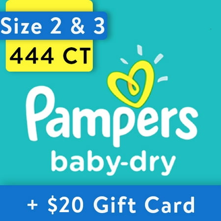 [Save $20] Size 2 & Size 3 Pampers Baby-Dry Diapers, 444 Total