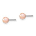 thumbnail image 2 of Sterling Silver 4-5mm Pink Freshwater Cultured Round Pearl Stud Earrings, 2 of 3