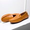 thumbnail image 3 of Spring Summer New Men's Casual Hollow Loafers Slip On Breathable Mesh Leather Flats Boat Shoes Driving Shoes Moccasins, 3 of 12