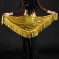 thumbnail image 3 of Cinturón con borlas triangulares para danza del vientre, bufanda para la cadera, falda de baile Amarillo, 3 of 5