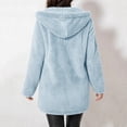 thumbnail image 6 of Enjoytime Fleece Jacket Women Fall Winter Button Down Hooded Teddy Coat Soft Warm Casual Mid Length Long Sleeve Outerwear, 6 of 7