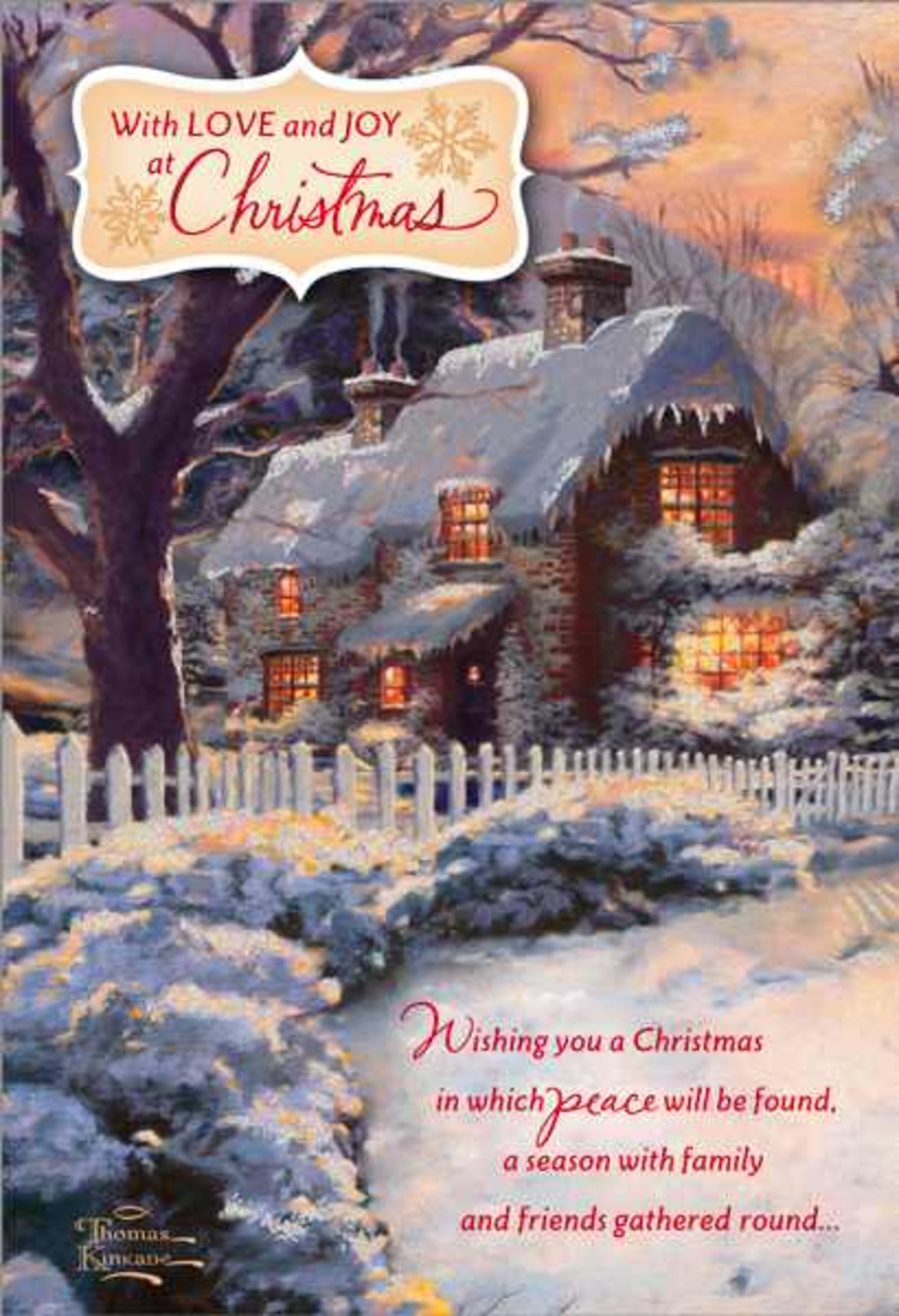 Hallmark Thomas Kinkade Christmas Card Snow Cabin