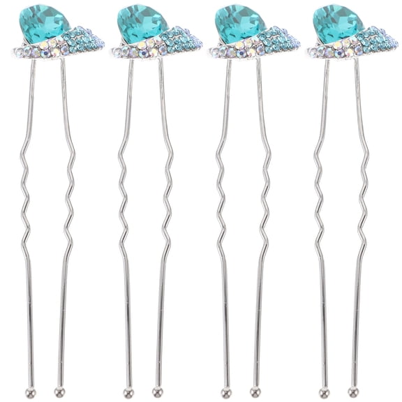 FRCOLOR  4 Pcs Small Rhinestone Hairpin U Shaped for Birthday Miss