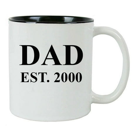 Dad Established Dad EST. 2000 11 Ounce Ceramic Coffee Mug with C-Handle, Black - By