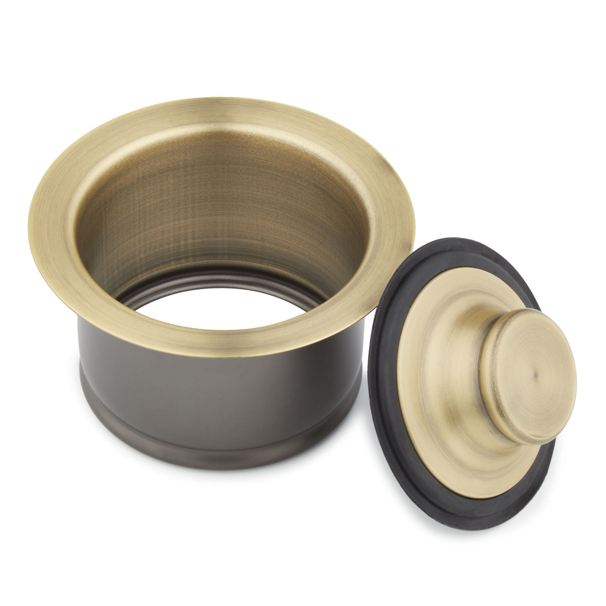 Open Box Signature Hardware Deep Garbage Disposer Flange & Stopper - Aged Brass