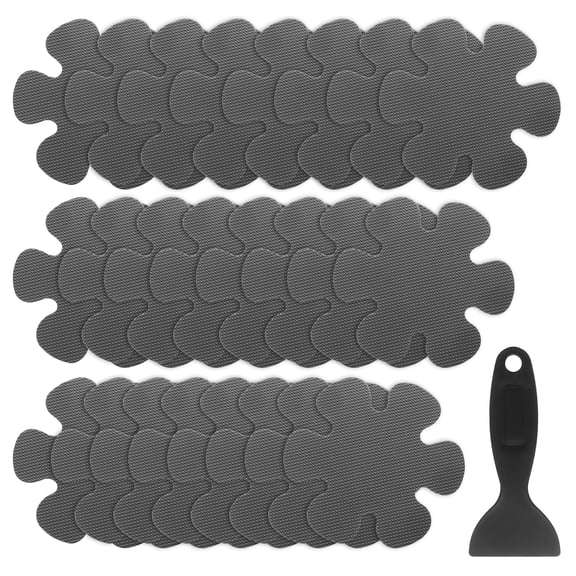 Uxcell 24pcs Non Slip Bathtub Stickers 4" Flower Style Decals with Scraper Gray