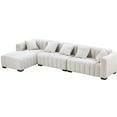 thumbnail image 3 of 139'' Beige Velvet - Channel Tufted and Comfortable - For Living Room - Offers Premium Seating Experience, 3 of 6