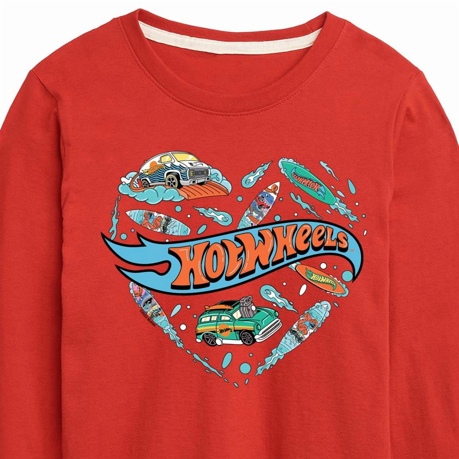 Hot Wheels - Surfing Mix In A Heart - Toddler & Youth Long Sleeve Graphic T-Shirt