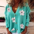 thumbnail image 4 of IROINNID Savings Womens Cardigans Long Sleeve Buttons Long Sleeve Floral Coat Cardigan Sweater,Green, 4 of 7