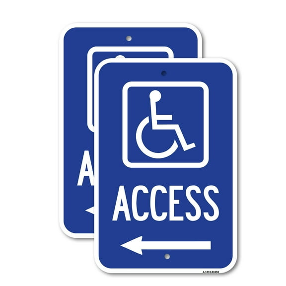 (2 Pack) Access (With Updated Isa Symbol and Left Arrow) | 12" X 18" Heavy-Gauge Aluminum Sign | Rust Free Aluminum, Weather Resistant, Waterproof, Fade Resistant, 2 Pre-drilled Holes