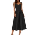 thumbnail image 3 of Dazajoo Linen Dresses for Women 2025 Spaghetti Backless Summer Cocktail Long Dress Vacation Flowy Beach Boho Sundresses,Black,XXXL, 3 of 9