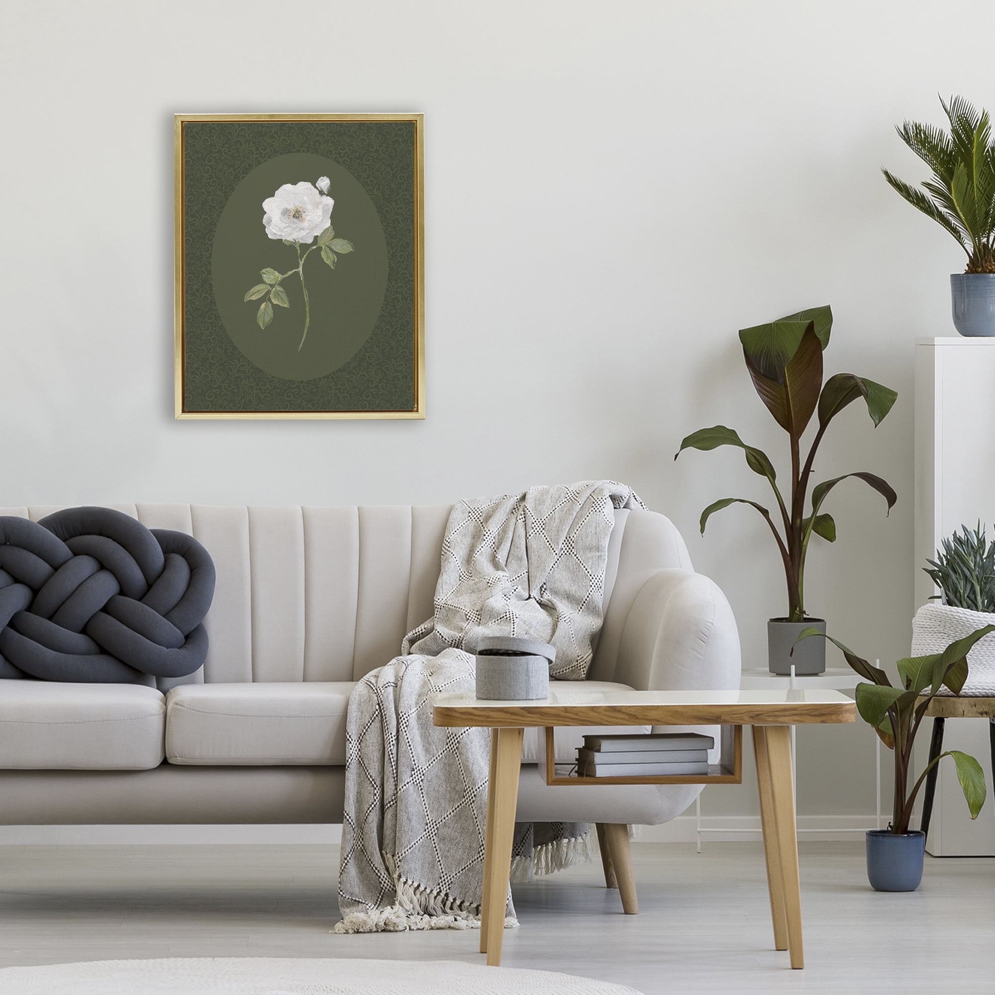 Stupell Industries Emerald & White Oval Rose Gold Framed Floater Canvas Wall Art, design by Sally Swatland