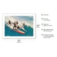 thumbnail image 2 of Surfing Waikiki - Honolulu Hawaii - Vintage Hawaiian Color Postcard c.1955 - Bamboo Fine Art 290gsm Paper Print (Unframed) 24x32in, 2 of 4