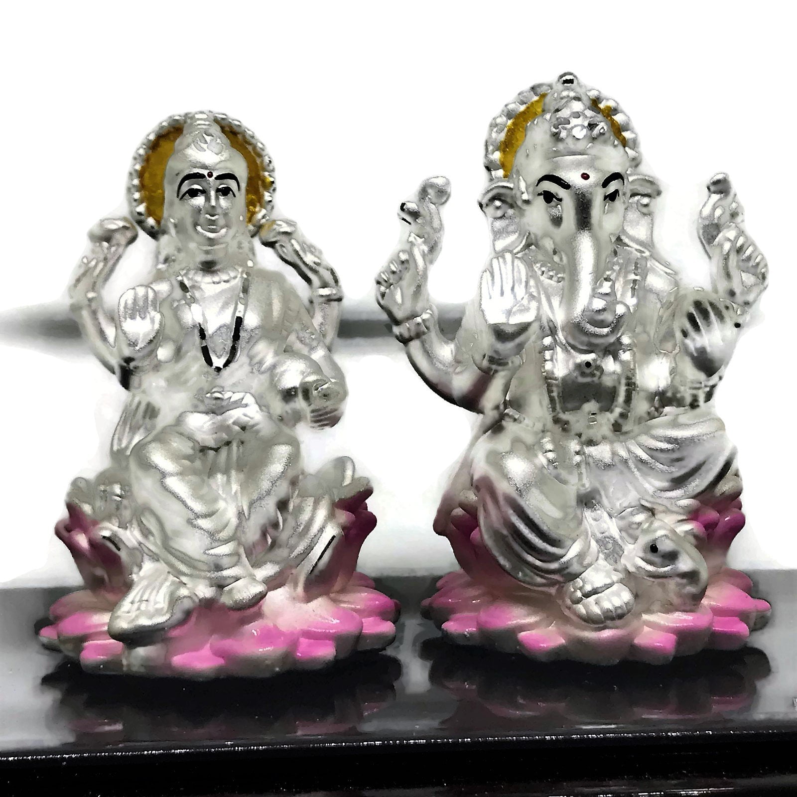 999 Pure Silver Ganesh & Lakshmi / Laxmi idol / Statue / Murti
