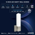 thumbnail image 7 of Luxrite 14" LED Wall Sconces, Brushed Nickel, Bathroom Vanity Light, 5 Color Options, 1050 Lumens, Dimmable, Square, 7 of 7