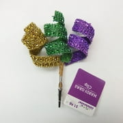 Mardi Gras Glitter /gem Spiral Clip