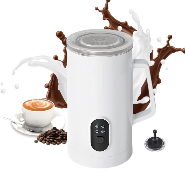 Espumador de leche, espuma de leche caliente/fría/densa/aireada para café, café con leche, chocolates calientes, capuchino, fácil de limpiar, espumador de leche y vaporizador eléctrico 4 en