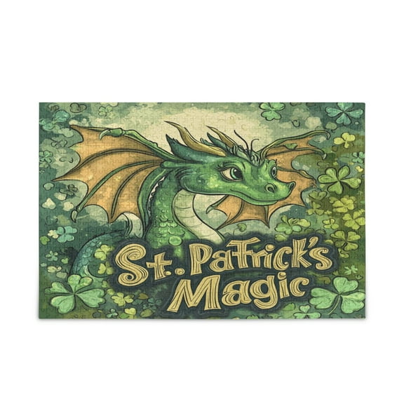 WOBOGO Stpatricks Day Cartoon Dragons Puzzle Challenge 500 Piece Jigsaw Suitable for Game Night Finished Size 20.5 x 14.9in