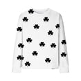 thumbnail image 5 of St. Patrick's Day Sweatshirt for Women Textured Quilted Fabric Clover Print Crewneck Long Sleeve Pullover Loose Fit Festive Clothes, 5 of 5
