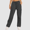 thumbnail image 7 of Women Cargo Pants Fleece Lined Wide Leg Sweatpants High Waisted Baggy Drawstring Sweatpants Winter Clothes Pant, 7 of 7