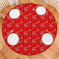 thumbnail image 2 of Red Butterfly Heart Flower Pattern Round Fitted Tablecloth with Elastic Edge,Dining Table Cover Waterproof,Outdoor Round Tablecloth for Camping,Dining,Indoor and Outdoor, 2 of 7