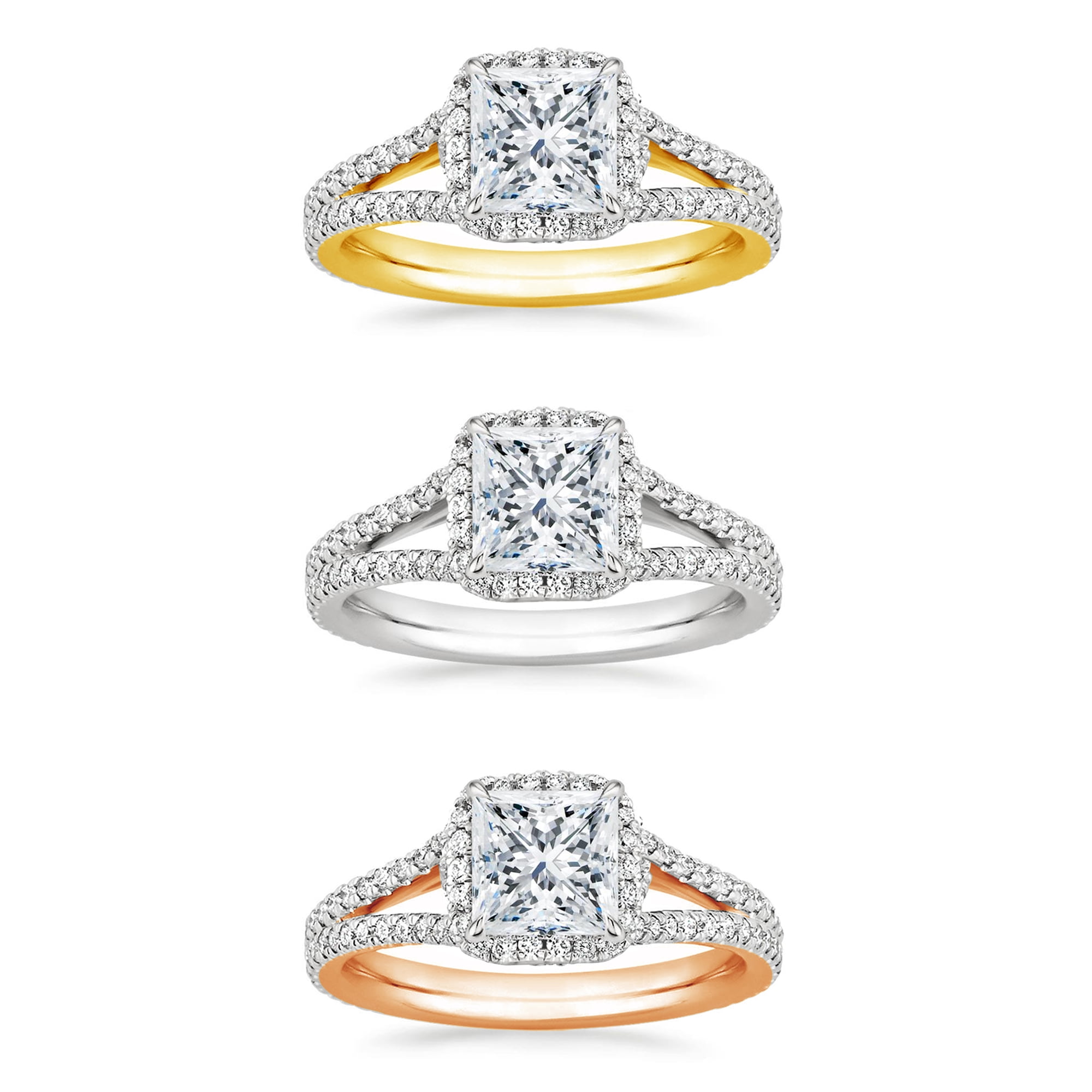 Arista 2-5/8 Carat T.W. Square Swarovski Diamond Split Shank Engagement Ring in Sterling Silver