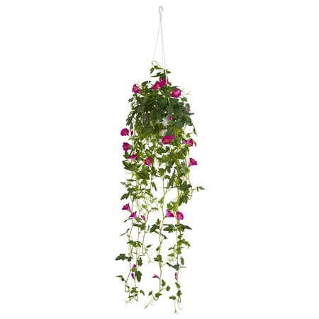 Nearly Natural 30 in. Petunia Hanging Basket Artificial