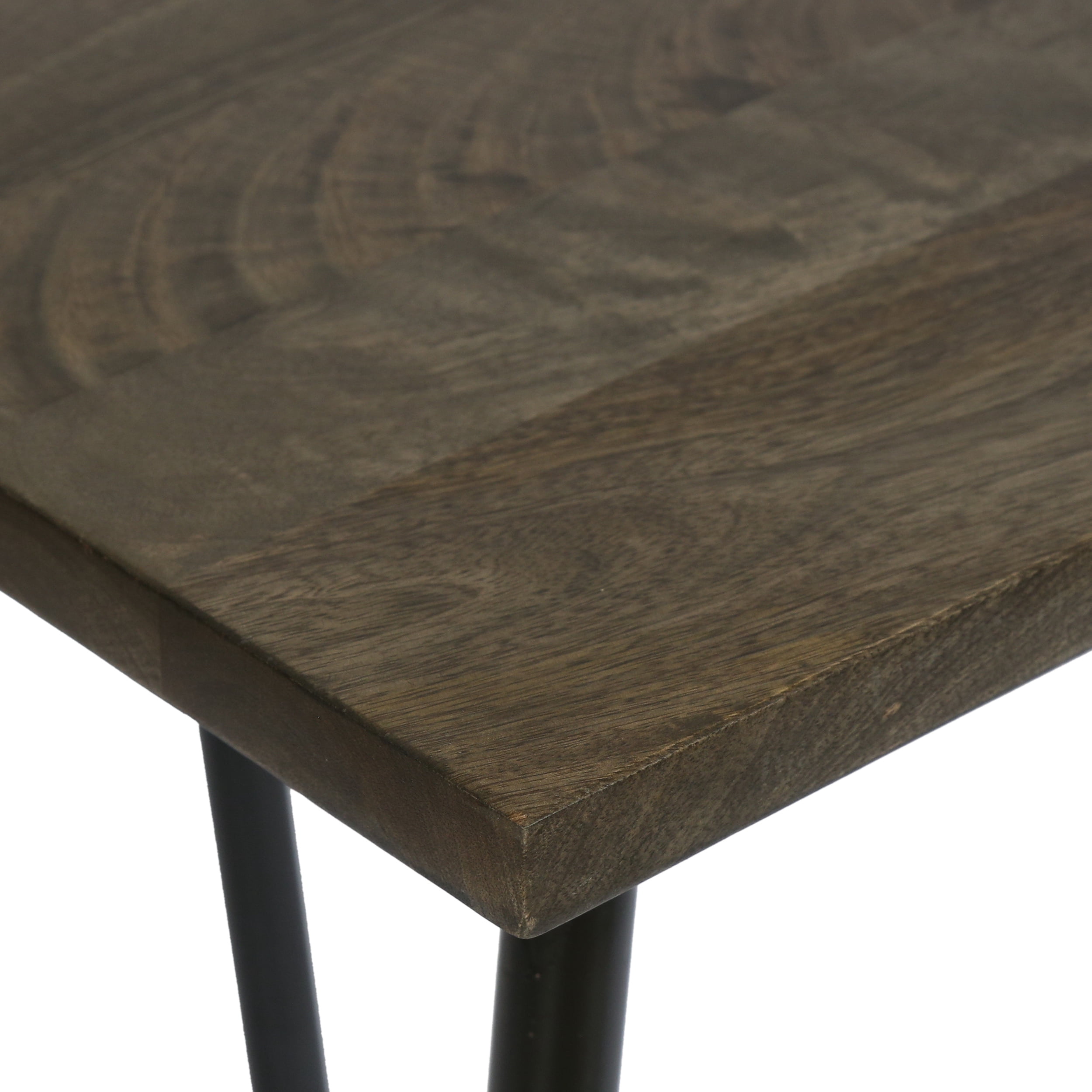 Noble House Medway Modern Industrial Handmade Mango Wood Console Table, Brown and Matte Black