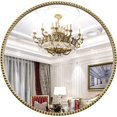 thumbnail image 1 of Espejo de pared redondo para baño, 28 x 28 pulgadas, espejo de metal dorado envejecido con abalorio de metal, espejo de maquillaje circular para recámara, sala de estar, entrada, 1 of 13