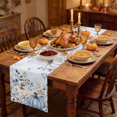 thumbnail image 2 of Blue Pumpkins Thanksgiving Table Runner 60 Inches Long, Kitchen Dining Table Decoration, Fall Eucalyptus Leaves Weeping Coffee Tablerunner Dress Scarves Farmhouse Décor for Party, Holiday, 13 x 60, 2 of 9